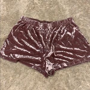 Pink velvet shorts